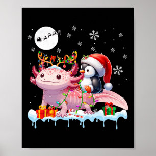 Póster Navidades de renos de Santa Pingüino se montan en