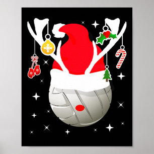 Póster Navidades de renos de voleibol Santa Pajama Xmas P