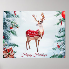 Póster Navidades de renos Poster de vacaciones