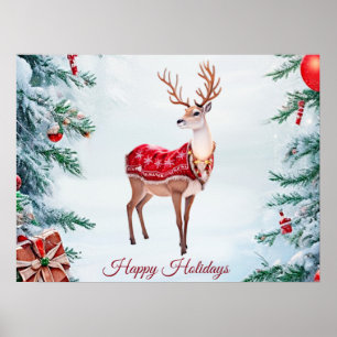 Póster Navidades de renos Poster de vacaciones