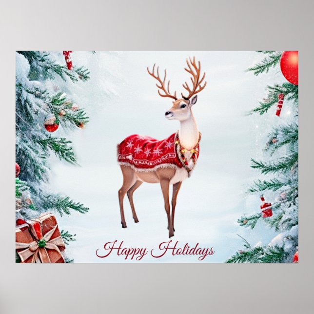 Póster Navidades de renos Poster de vacaciones (Frente)