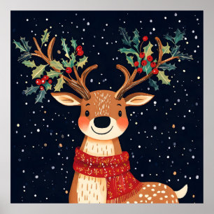 Póster Navidades de renos Starry Noche de Twinkle