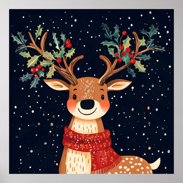 Póster Navidades de renos Starry Noche de Twinkle (Frente)