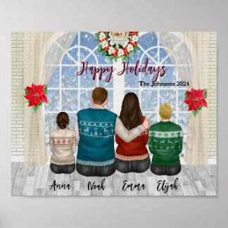 Póster Navidades de retrato familiar Personalizado person