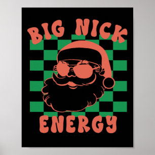 Póster Navidades de Retro Groovy Big Nick Santa Energy