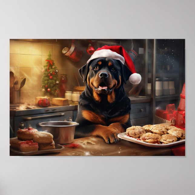 Póster Navidades de Rottweiler Cookies festividades (Frente)