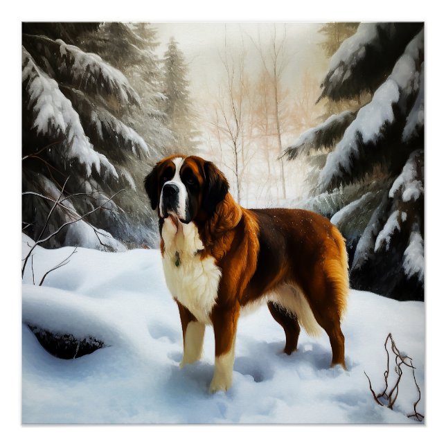 Póster Navidades de Saint Bernard Let It Snow (Anverso)