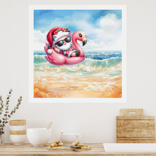 Póster Navidades de Santa at Beach en julio