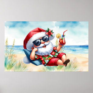 Póster Navidades de Santa at Beach en julio