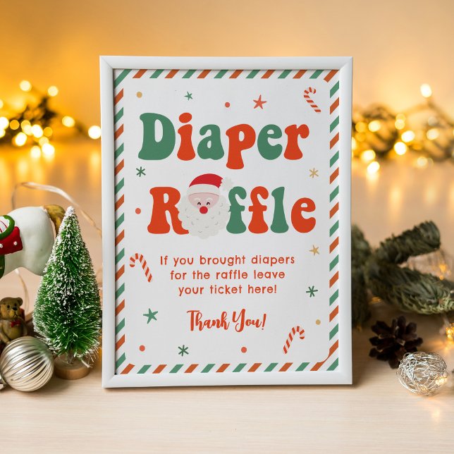 Póster Navidades de Santa Bebé Baby Shower Diaper Raffle (Subido por el creador)