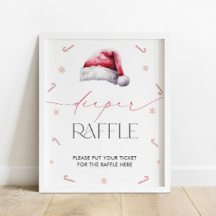 Póster Navidades de Santa Bebé Baby Shower Diaper Raffle