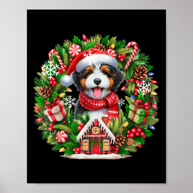 Póster Navidades de Santa Bernedoodle (Frente)