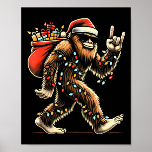 Póster Navidades de Santa Bigfoot iluminan sasquatc graci