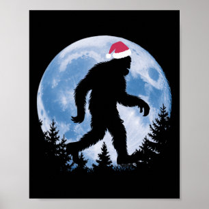 Póster Navidades de Santa Bigfoot Moon Funny Sasquatch Be