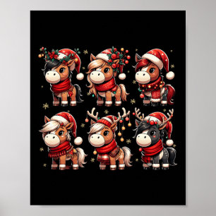 Póster Navidades de Santa Caballo alumbran divertida Navi