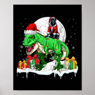 Póster Navidades de Santa Cane Corso Riding T-rex Hijos p