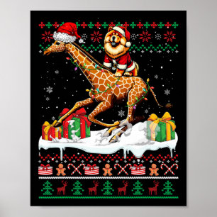 Póster Navidades de Santa Chow Chow Riding Giraffe Sweate