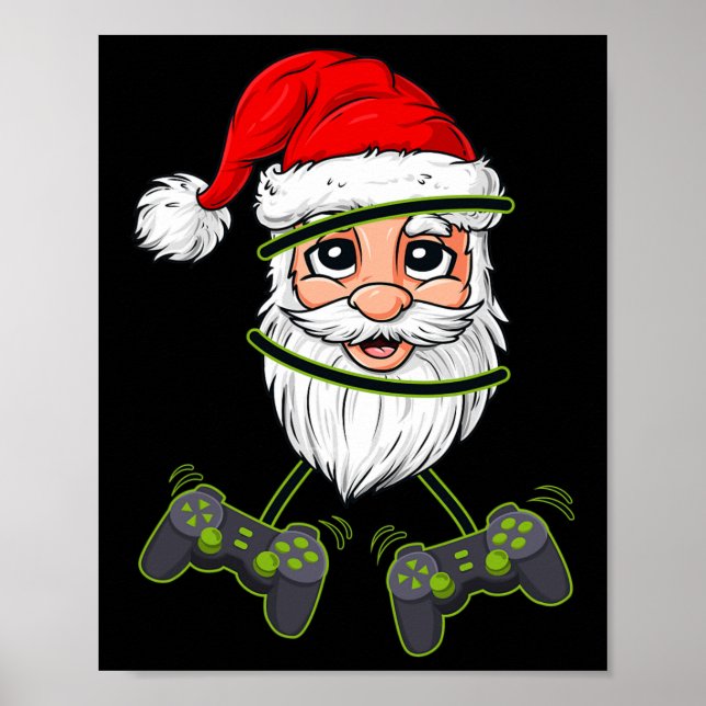 Póster Navidades de Santa Claus Control de videojuegos Ni (Frente)