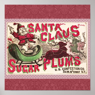Póster Navidades de Santa Claus Sugar Plum