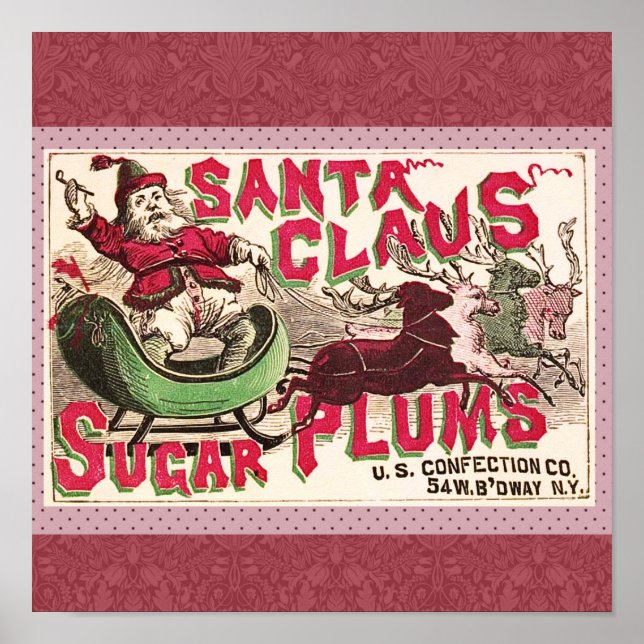 Póster Navidades de Santa Claus Sugar Plum (Frente)