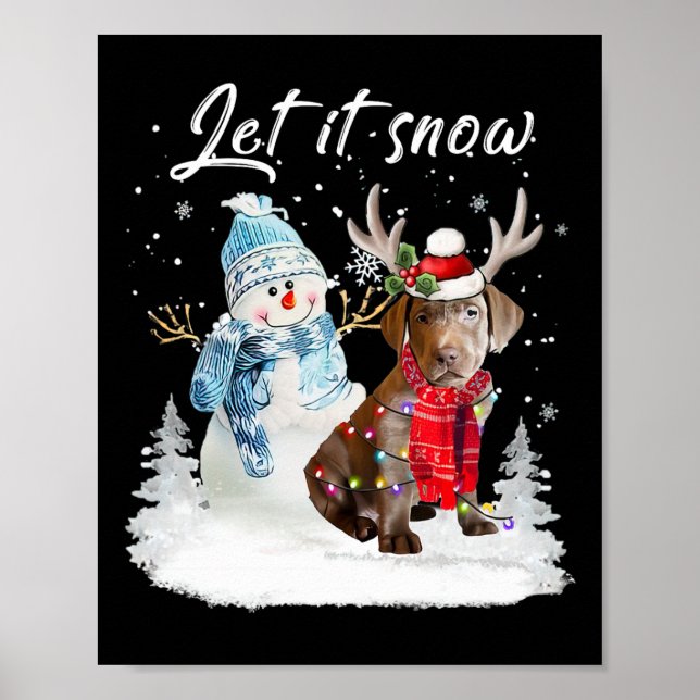 Póster Navidades de Santa Dog de Labrador Snowman Xma (Frente)