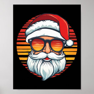 Póster Navidades de Santa Face Retro Sungles Noches Hombr