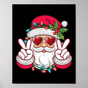Póster Navidades de Santa Face Retro Sungles Noches Hombr