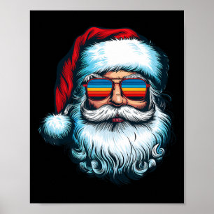 Póster Navidades de Santa Face Retro Sungles Noches Hombr