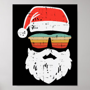 Póster Navidades de Santa Face Retro Sungles Noches Hombr