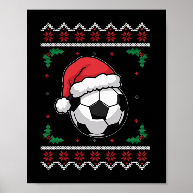 Póster Navidades de Santa Fútbol Noche Niños Feo (Frente)
