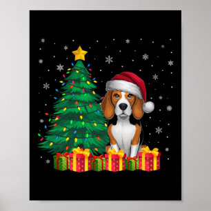 Póster Navidades de Santa Hat Beagle Luminosos Perro X