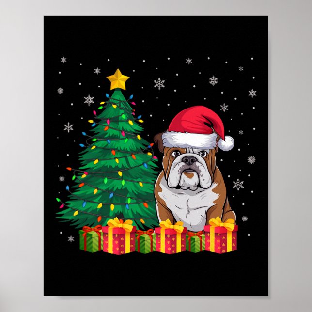 Póster Navidades de Santa Hat, Bulldog estadounidense feo (Frente)