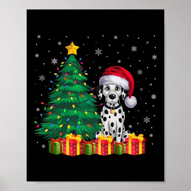Póster Navidades de Santa Hat de Dalmacia fea iluminan el (Frente)