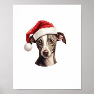 Póster Navidades de Santa Hat de Greyhound de Italia Masc