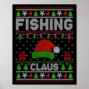Póster Navidades de Santa Hat encienden a Claus de pesca 
