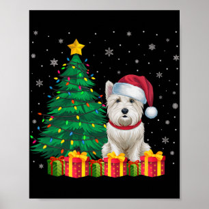 Póster Navidades de Santa Hat Orosos iluminan a los perro