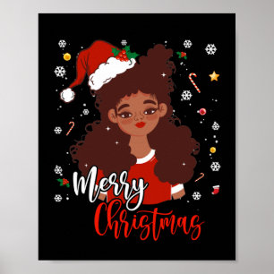 Póster Navidades de Santa Hat Shirt Black African