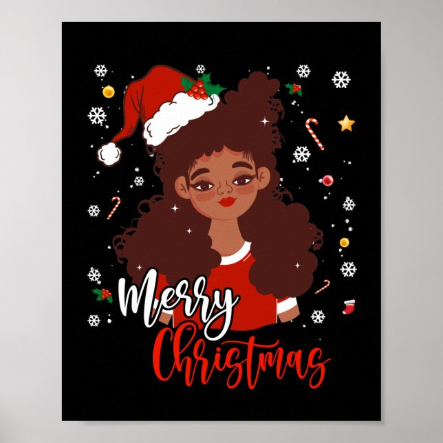 Póster Navidades de Santa Hat Shirt Black African (Frente)