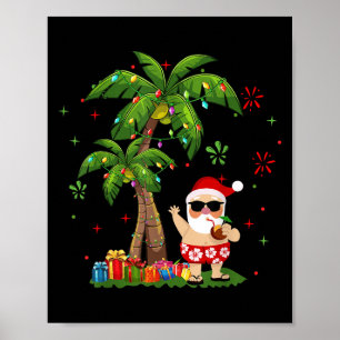 Póster Navidades de Santa Hawái iluminan Navidad