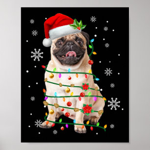 Póster Navidades de Santa Pug alumbran a hombres amantes