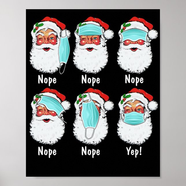 Póster Navidades de Santa Wearing Mask Máscara Cuarentena (Frente)
