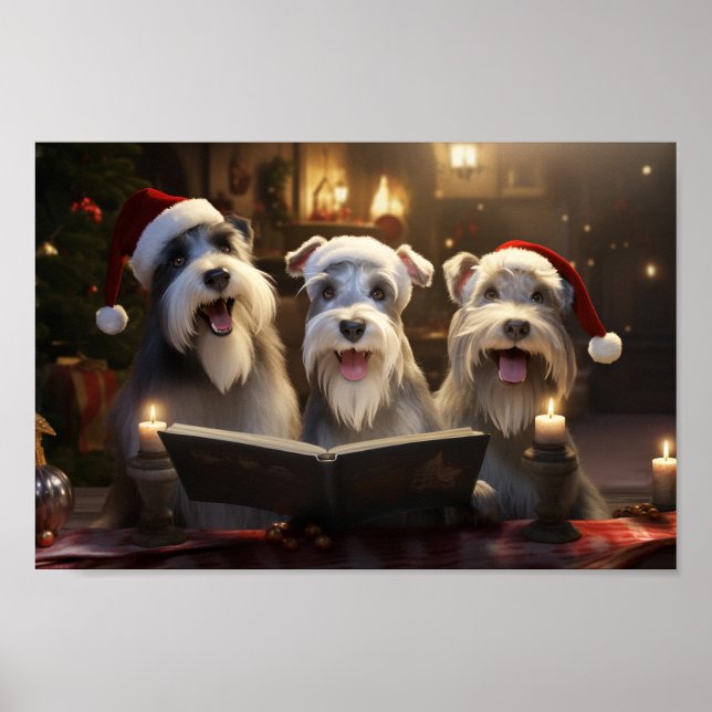 Póster Navidades de Schnauzers en vacaciones festivas (Frente)