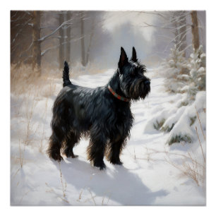 Póster Navidades de Scottish Terrier Let It Snow