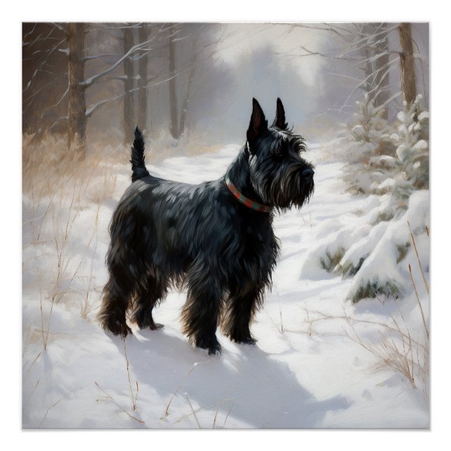 Póster Navidades de Scottish Terrier Let It Snow (Anverso)