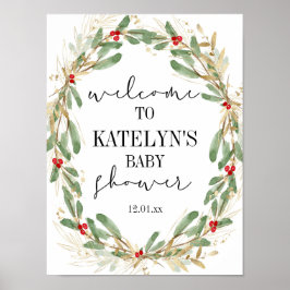 Póster Navidades de señas de bienvenida Baby Shower de Wi