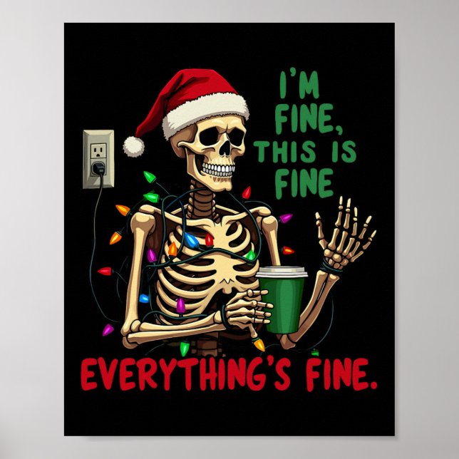 Póster Navidades de Skeleton divertidos alumbran que esto (Frente)