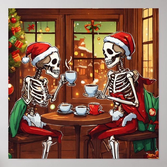 Póster Navidades de Skeleton Santa (Frente)