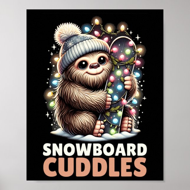 Póster Navidades De Snowboard Cuddle Encendido De Snowboa (Frente)