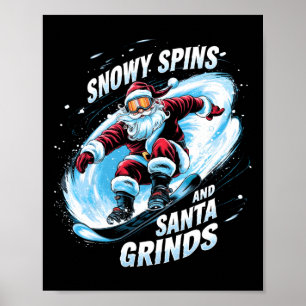 Póster Navidades de snowboard de Santa Grinds