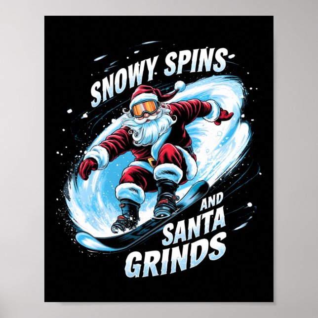 Póster Navidades de snowboard de Santa Grinds (Frente)